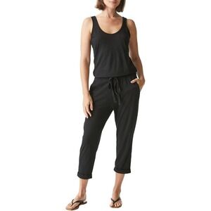 Michael Stars Women's Black Cotton Theo Tank Minimalist Athleisure Jumpsuit Sm